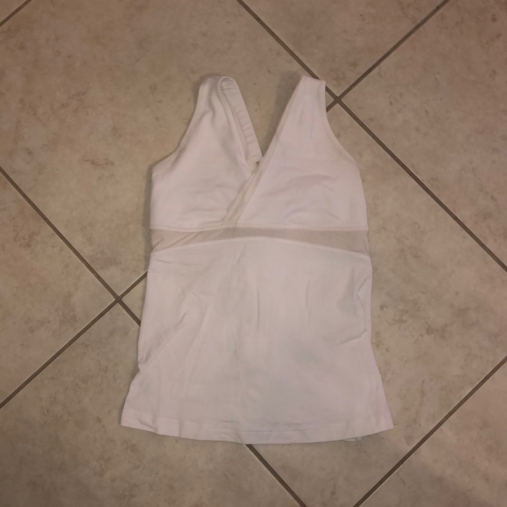white athletic tank top